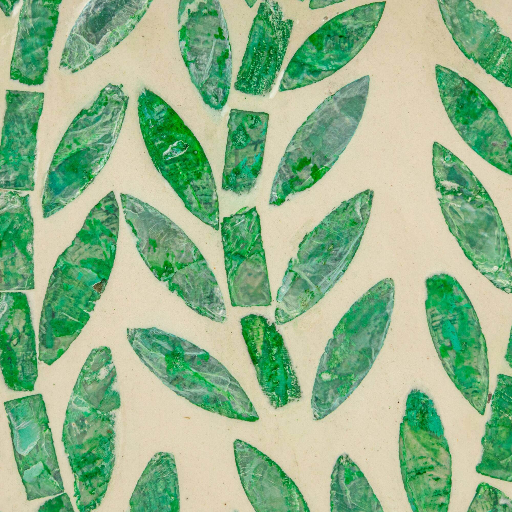 Hello Honey® 14" Green Botanical Pattern Reclaimed Wood & Shell Table Lamp with Linen Shade, 2ct.